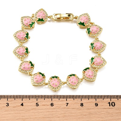 Brass Micro Pave Cubic Zirconia Link Bracelets BJEW-K278-02G-01-1