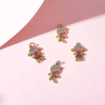 6Pcs 2 Style Brass Micro Pave Cubic Zirconia Pendants KK-SZ0003-86-1