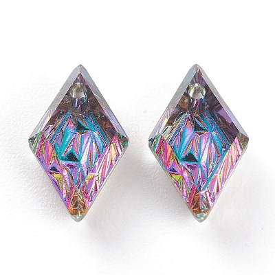 Embossed Glass Rhinestone Pendants GLAA-J101-04A-001VO-1