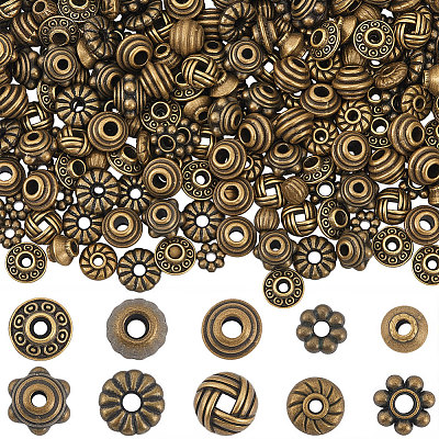 500Pcs 10 Styles Tibetan Style Beads TIBEB-PA0001-12-1