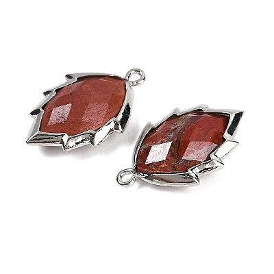 Natural Red Jasper Faceted Leaf Pendants G-I375-04P-16-1