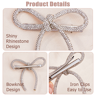 4Pcs Bowknot Rhinestone Alligator Hair Clips PHAR-HS0001-04-1