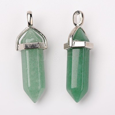 Natural Green Aventurine Double Terminated Pointed Pendants X-G-F295-04A-1