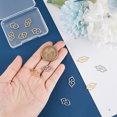 12Pcs 2 Colors 304 Stainless Steel Connector Charms STAS-UN0047-20-1