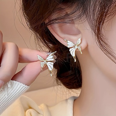 Butterfly Alloy Enamel Stud Earrings FS-WGA0046-01-1