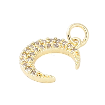 Rack Plating Brass Micro Pave Clear Cubic Zirconia Charms KK-Z060-09G-03-1