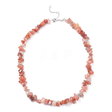 Natural Red Agate Chip Beaded Necklace NJEW-JN03824-04-1