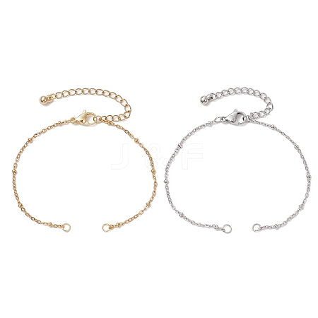 2Pcs 2 Colors 304 Stainless Steel Satellite Chain Bracelet Making AJEW-JB01300-1