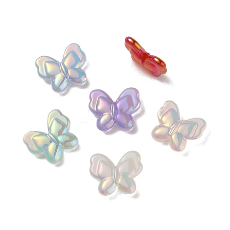 UV Plating Rainbow Iridescent Imitation Jelly Acrylic Beads OACR-K003-012-1