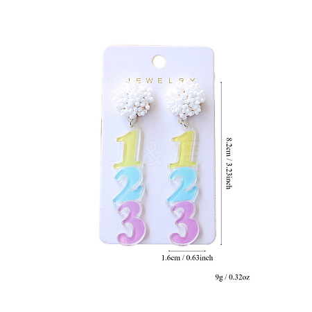 Back to School Acrylic Dangle Stud Earrings FS-WGAA197-01-1