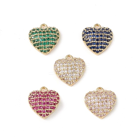 Rack Plating Brass Micro Pave Cubic Zirconia Charms KK-C019-03G-1