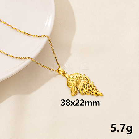 304 Stainless Steel Wolf Pendant Necklace BX4246-8-1