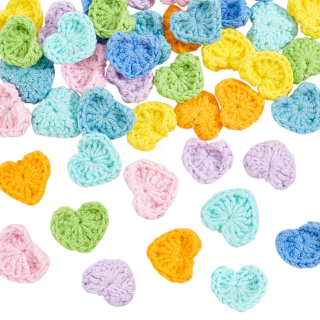40Pcs 8 Colors Handicraft Cotton Knitting Heart Ornament Accessories FIND-FG0001-79-1