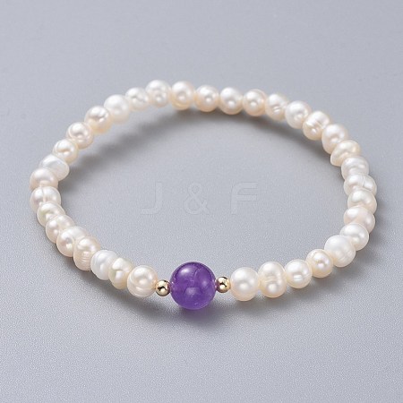 Stretch Grade A Natural Freshwater Pearl Bracelets BJEW-JB04623-03-1