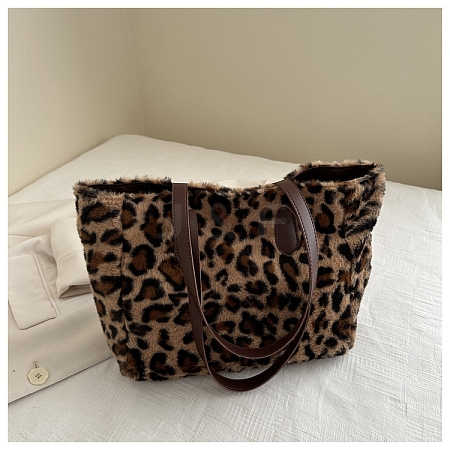 Imitation Leather Leopard Printed Shoulder Bags for Shopping PW-WG54E87-03-1