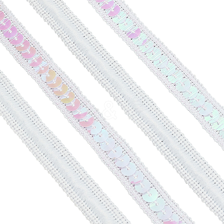 Sparkle Polyester Lace Ribbons OCOR-WH0090-67B-1