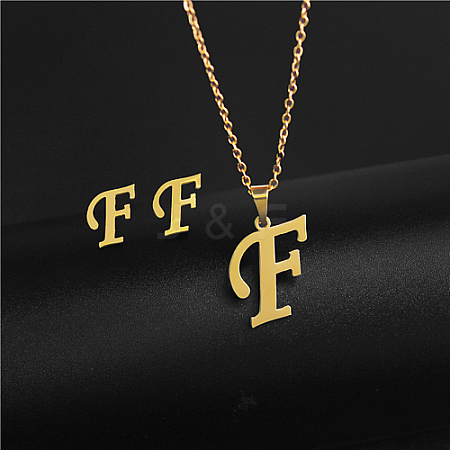 Golden Stainless Steel Initial Letter Jewelry Set IT6493-24-1