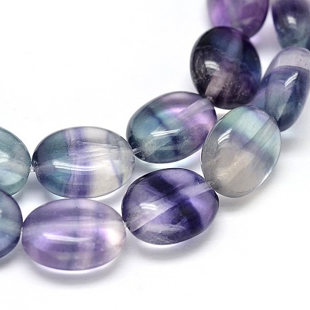 Oval Natural Fluorite Bead Strands G-O106-03-1