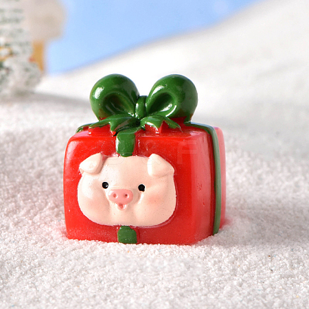 Christmas Themed Resin Gift Box Figurine XMAS-PW0001-091I-1