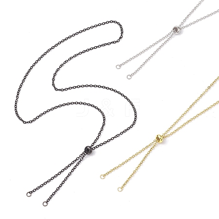 3Pcs 3 Colors Adjustable Stainless Steel Cable Chain Slider Necklace Making AJEW-JB01228-1