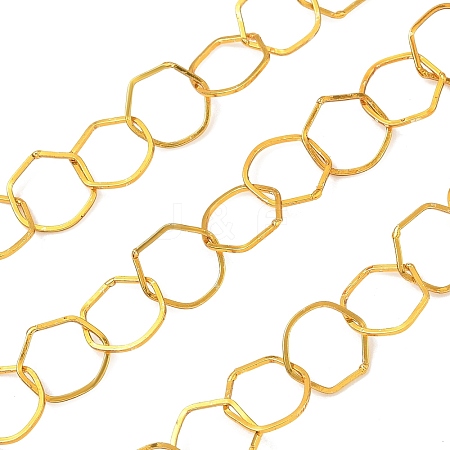 Rack Plating Brass Hexagon Link Chains CHC-N009-03G-1
