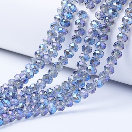 Electroplate Transparent Glass Beads Strands EGLA-A034-T6mm-Y02-1