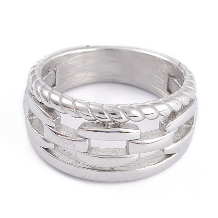 Unisex 304 Stainless Steel Finger Rings RJEW-K233-12-P-1