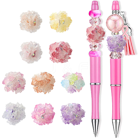 10Pcs 10 Colors Resin Beads RESI-FS0002-24B-1