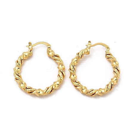 Rack Plating Brass Twist Ring Hoop Earrings for Women EJEW-P221-38G-1