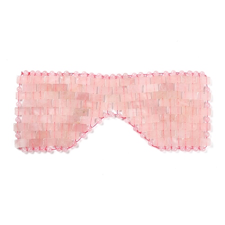 Natural Rose Quartz Woven Eye Mask AJEW-P074-11C-1