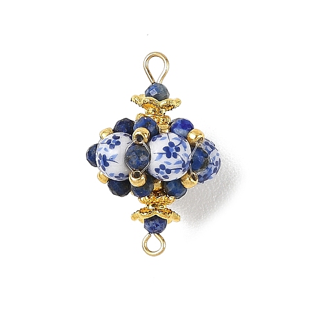 Glass & Porcelain & Natural Lapis Lazuli Connector Charms PALLOY-MZ01368-1