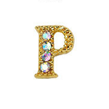 Alloy Gold Rhinetone Letters Nail Stud Cabochons MRMJ-S047-023P-1