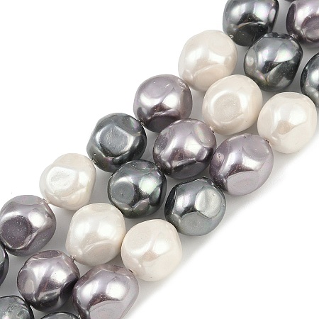 Electroplated Shell Pearl Beads Strands BSHE-H113-03B-1