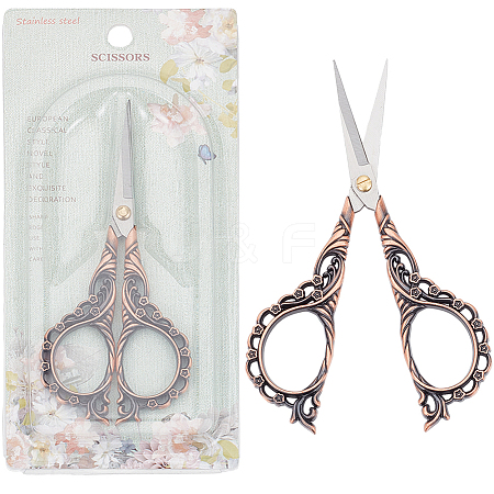 SUNNYCLUE 1Pc Peach Blossom Stainless Steel Scissors AJEW-SC0002-78B-1