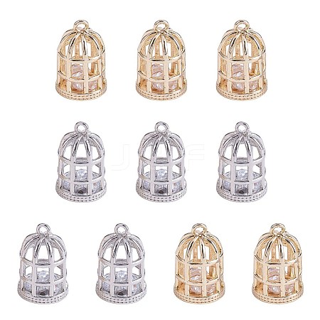 10Pcs 2 Colors Brass Micro Pave Cubic Zirconia Pendants ZIRC-SZ0004-84-1