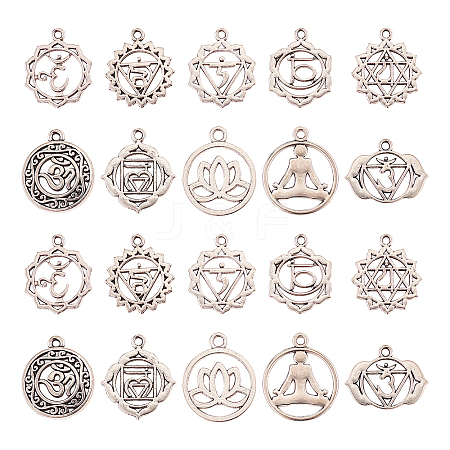 100Pcs 10 Styles Tibetan Style Alloy Pendants TIBEP-CJ0001-50-1