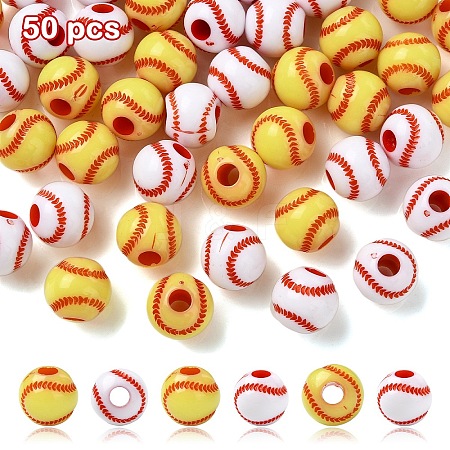 Opaque Acrylic Beads OACR-YW0002-06B-1