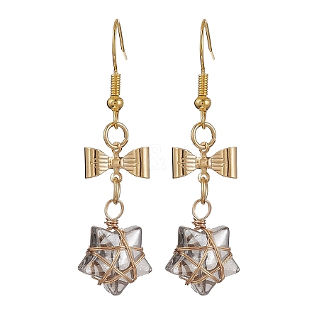 Glass Star Dangle Earrings EJEW-JE05548-04-1