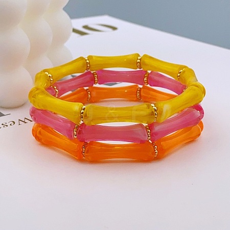 Acrylic Bamboo Joint Beaded Bracelets for Women FS-WG26A21-19-1