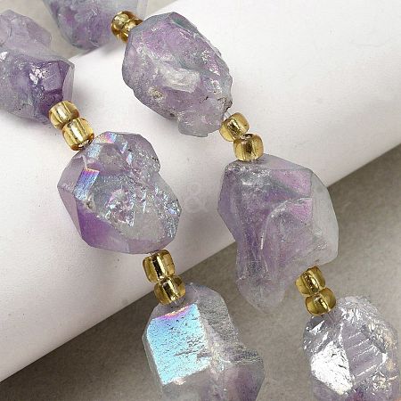 Electroplated Raw Rough Natural Amethyst Beads Strands G-Z131-J02-11-1