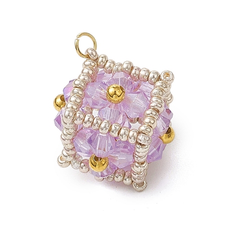 Beaded Cube Charms PALLOY-MZ00440-04-1