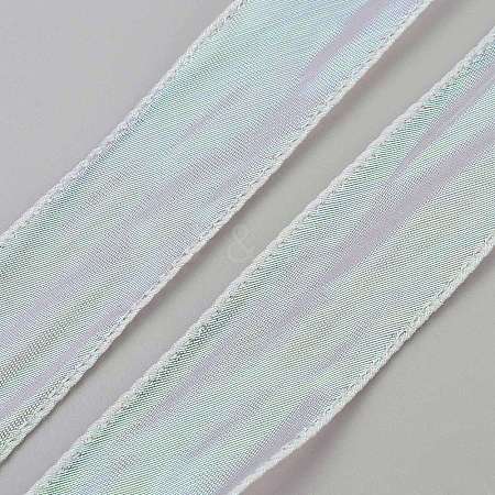 10 Yards Polyester Iridescent Lace Ribbon OCOR-WH20001-12G-1
