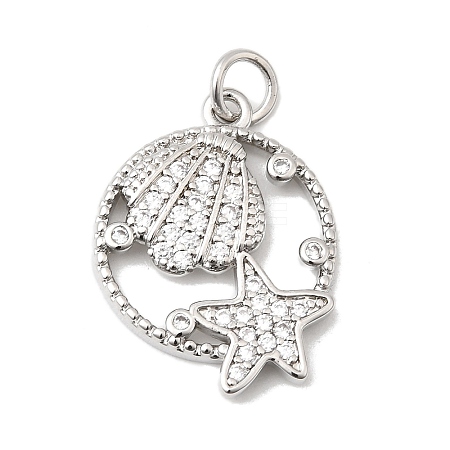 Brass Micro Pave Cubic Zirconia Pendants KK-P343-01E-P-1