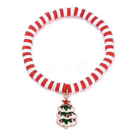 Elegant Christmas Handmade Polymer Clay Heishi Beaded Stretch Bracelets MV9996-21-1