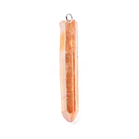 Electroplated Natural Quartz Pendants G-P315-B01-12P-1