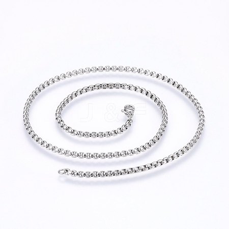 304 Stainless Steel Box Chain Necklaces NJEW-F227-09P-03-1