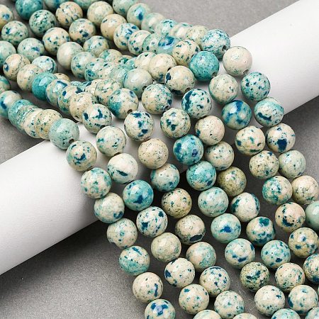 Natural Dyed Marble Beads Strands G-P593-8mm-04-1