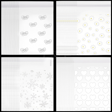 4 Bags 4 Styles Printed Transparent OPP Cellophane Storage Bags OPP-SP0001-07A-1