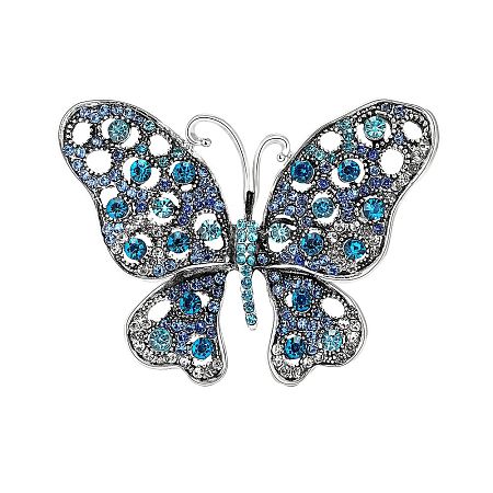 Butterfly Alloy Rhinestone Brooches PW-WG40679-02-1