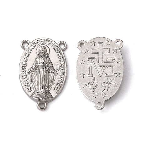 Holy Oval Carved Virgin Mary Tibetan Style Alloy Chandelier Component Links TIBEP-LF0961YKG-P-FF-1